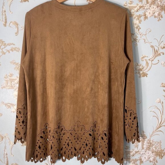 Bob Mackie Wearable Art Faux Suede Jacket Womens Size M - Picture 2 of 8